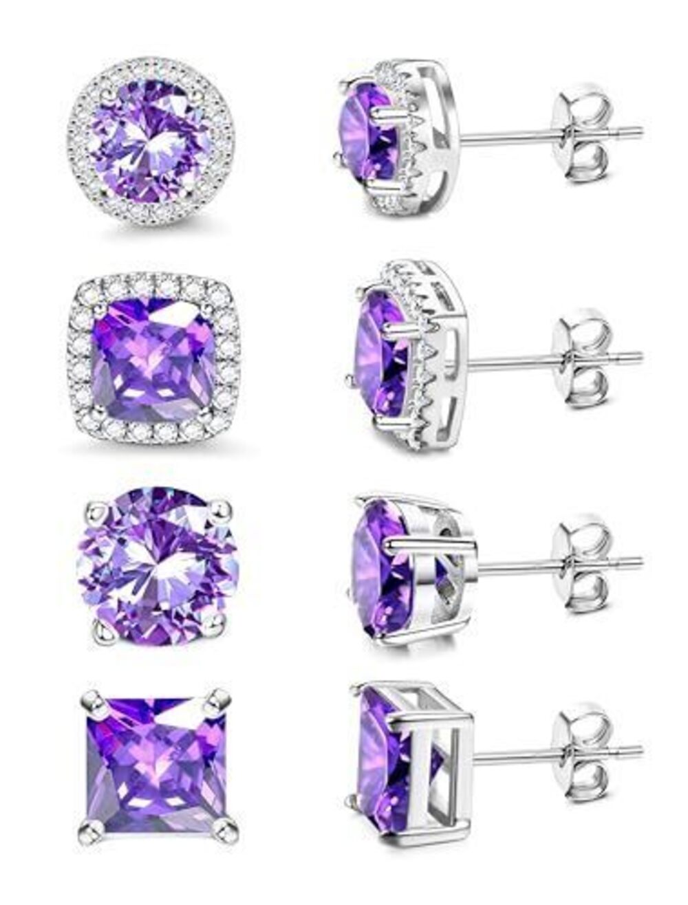 5566 Cubic Zirconia Stud Earrings 18K White Gold Plated Hypoallergenic